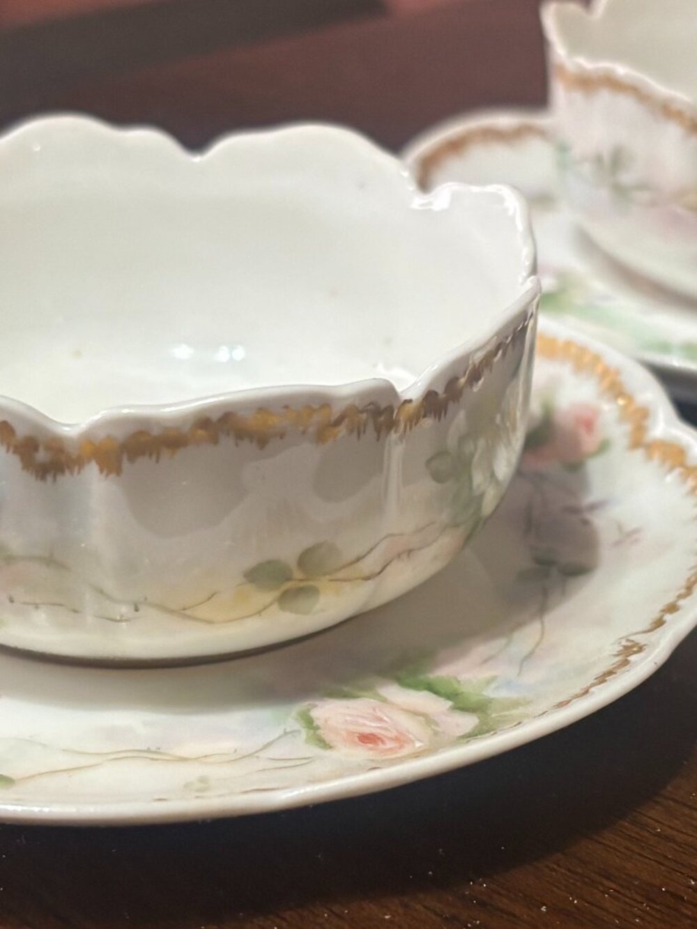 Haviland Limoges France Hand Painted Porcelain Pink Roses dish and plate